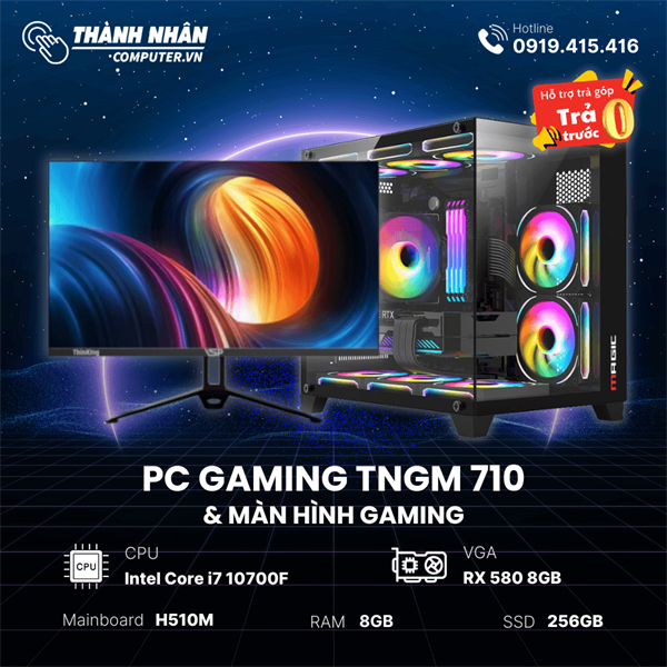 PC Gaming TNGM- 310/510/710 Intel Core i3 10105F/i5 10400F/i7 10700F - Ram 8GB - SSD 256GB VGA RX 580 8GB.